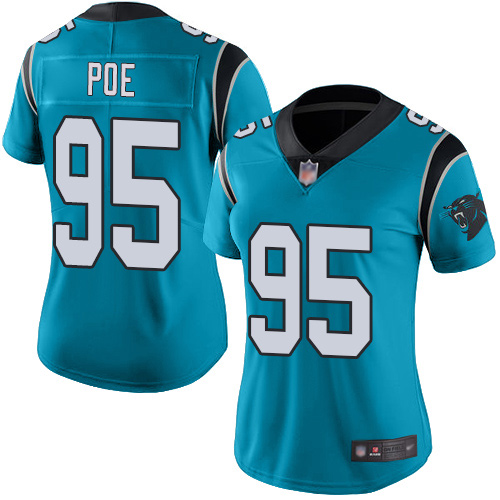 Carolina Panthers Limited Blue Women Dontari Poe Jersey NFL Football 95 Rush Vapor Untouchable